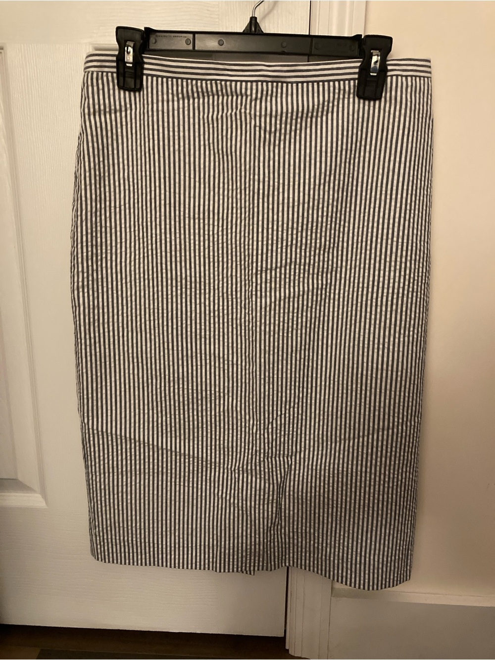 Pure Collection Navy and White Striped Pencil Skirt